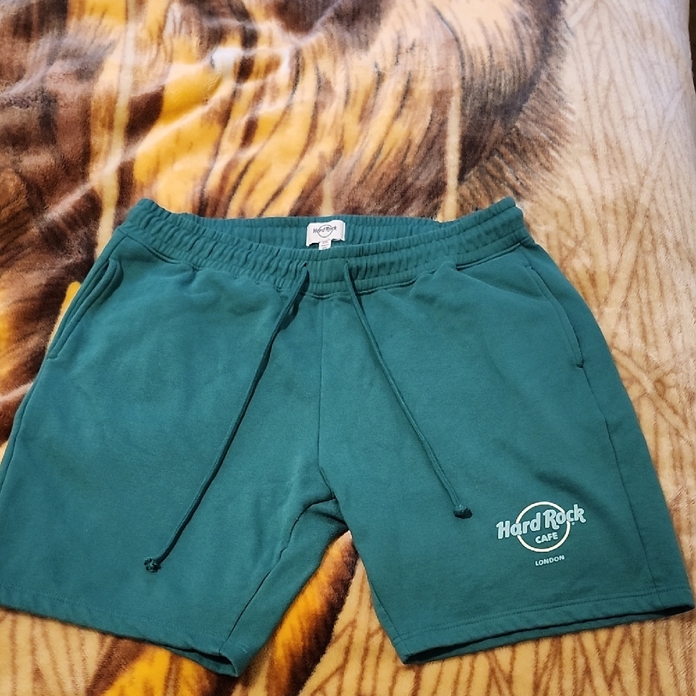 Hard Rock Cafe Men’s Teal Drawstring Athletic Shorts